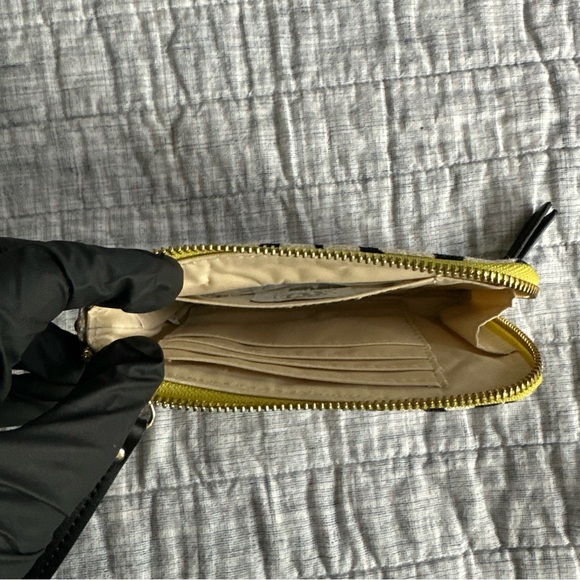 Spartina 449 Cream & Black Zip Wristlet Natural Linen Genuine Leather - Picture 8 of 12